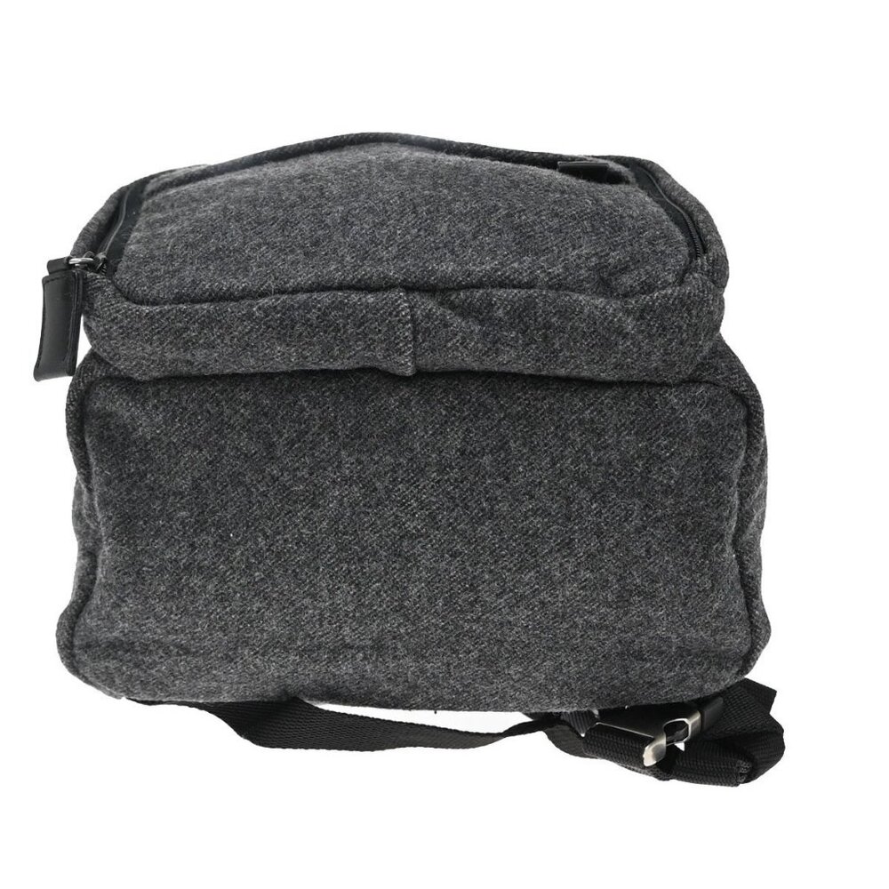 Prada Logo Drawstring Backpack Bag Wool Leather G… - image 6